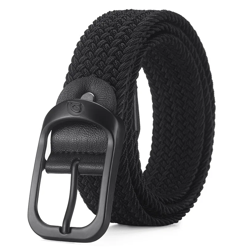 Hole-free no punch men and women braided belt elastic elastic canvas belt women hundred students trouser belt