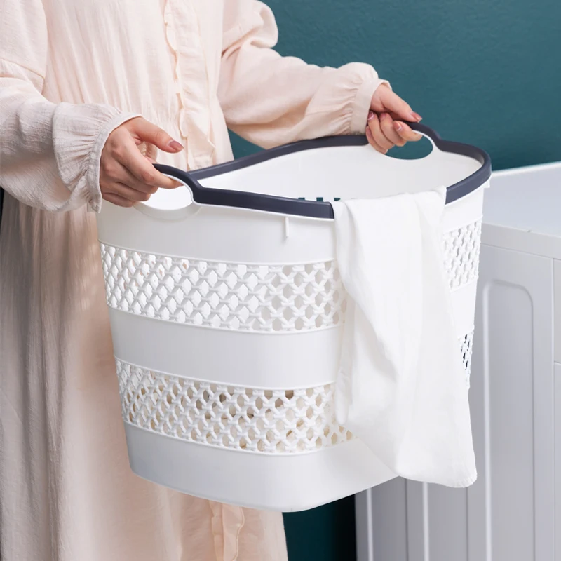 Large Dirty Clothes Baskets, Plastic Washing Basket with Handles, Clothes and Toys Storage, Bedroom, Bathroom