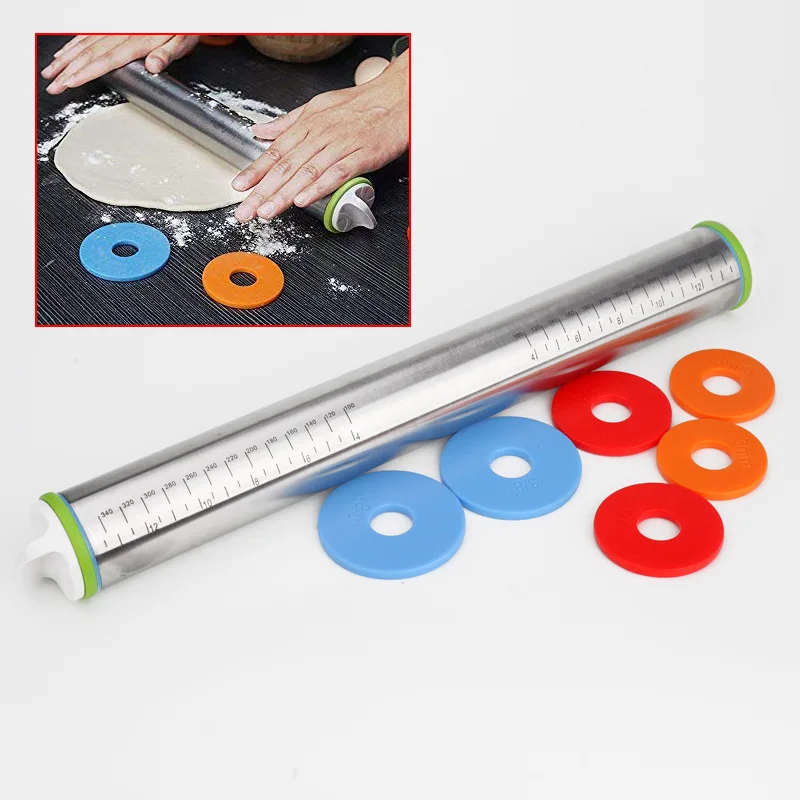 Kitchen Tool High Quality Stainless Steel Thickness Adjustable Rolling Pin