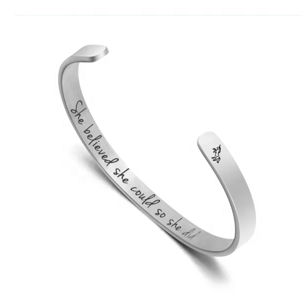 Joycuff  2021 New  Jewelry Engraved Stainless Steel Cuff Bracelet Custom Made Bracelet Women