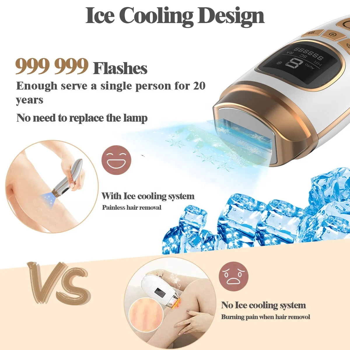 2021 home epilator 999999 flashes ice cool laser face back remover painless permanent hair removal for men