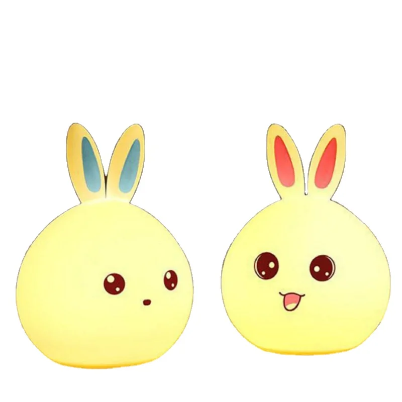 New style Rabbit Lamp For Children Baby Kids Bedside Multicolor Silicone Touch Sensor Tap Control LED Night Light