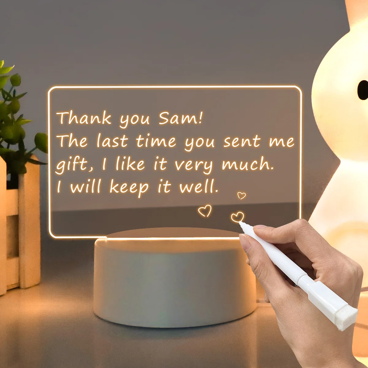 Custom Creative LED Note Board Night Lamp Colorful 3D Message Board Night Light for DIY Writing