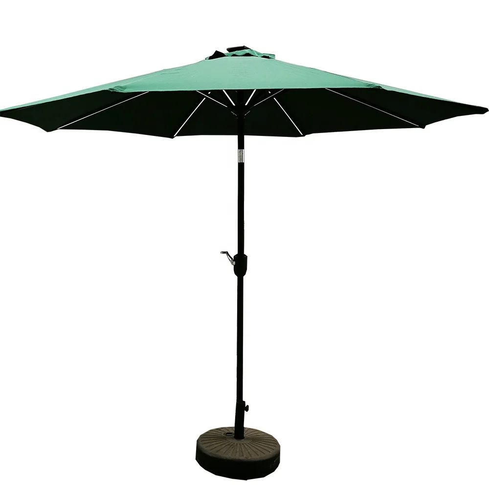 Customized Outdoor Garden Furniture Round Solar Panel Power Led Parasol Umbrellas With Crank Beach Patio Umbrella Stand