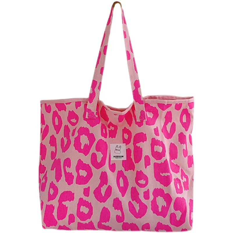 Personalized Fashion Travel Bag Leopard Tote Woman Pink Large Capacity Custom Tote Bag