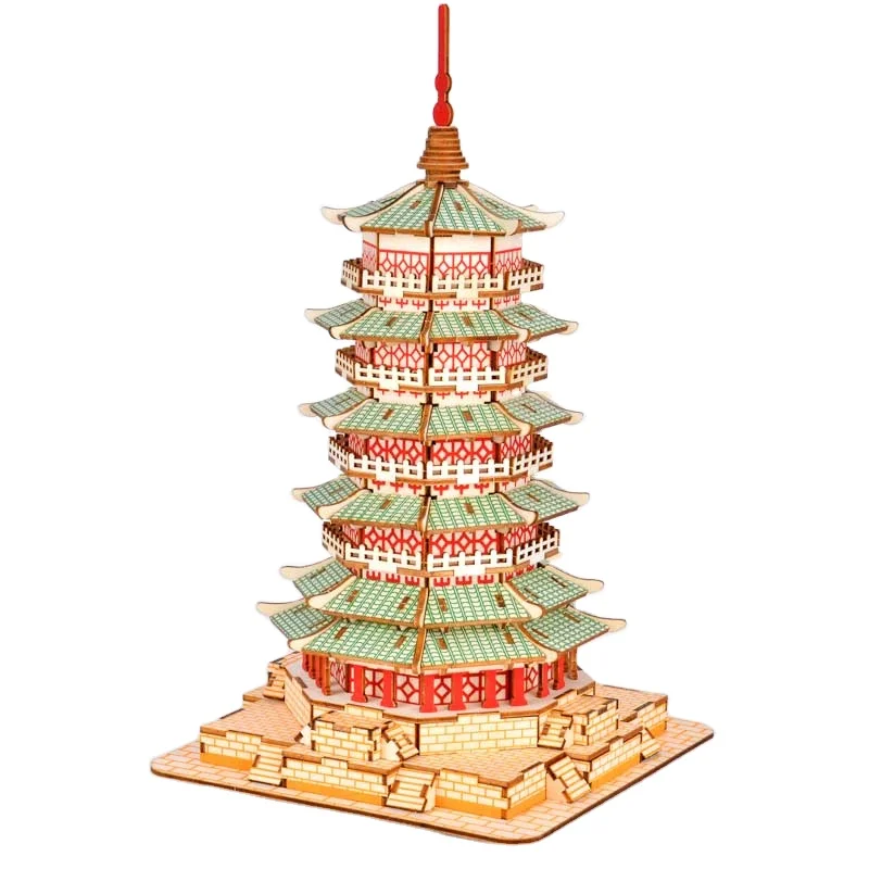
Manufacturers direct sales custom wholesale DIY 3D wooden building model gifts education toys puzzles for adults 