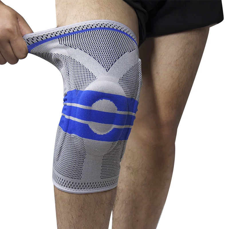 
Nylon 3D knitted Knee Lateral Brace Patella Protector Silicone Spring Knee Pads Sports Compression Sleeve Knee Support 