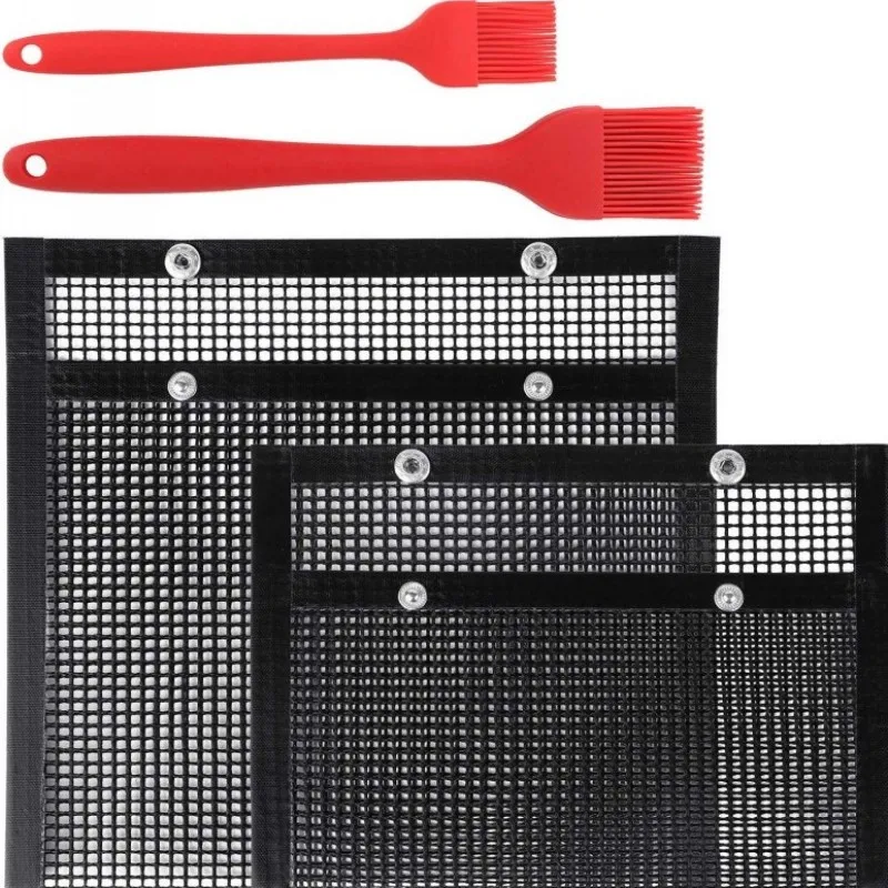 Hot Best Grilling Mats Fish Vegetable BBQ mesh Bag 22*27cm Smoking Accessories