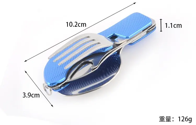 EDC Camping Multitool Stainless Steel Pocket Folding Spoon and Fork Camp Cutlery Multi Function Tool Gadget Item