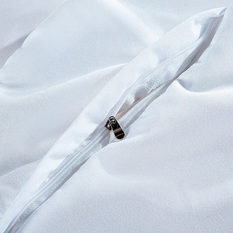 100% Polyester White Soild Bedding Set New Simple Luxury Washed Embroidery Three-pieces Four-pieces Bedding Set with Curtains