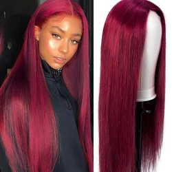 Colored Wig Human Hair 99j Burgundy Red 360 Full Lace Front Wig Brazilian Virgin Transparent Hd Lace Frontal Wig For Black Women