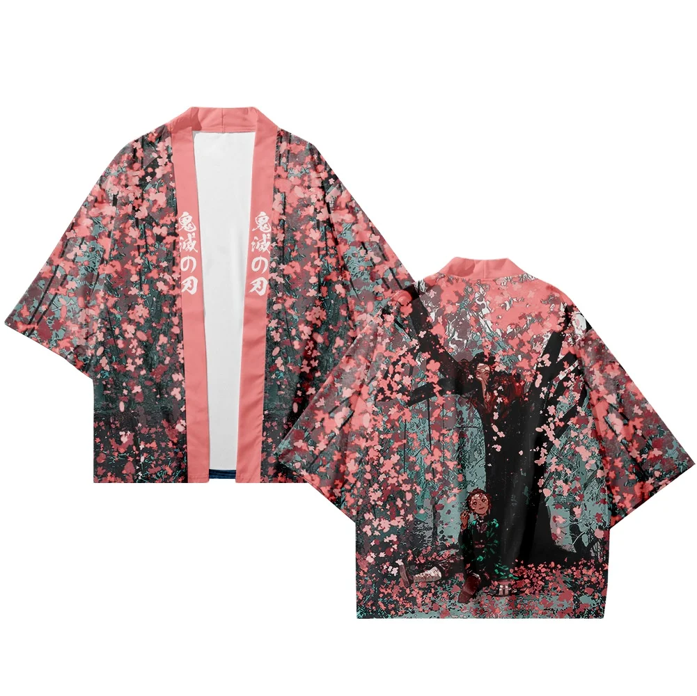 Women/Men Summer Casual Cool Streetwear Demon Slayer Kimetsu no Yaiba 3D Printing Japanese Anime Kimono Haori Yukata Cosplay