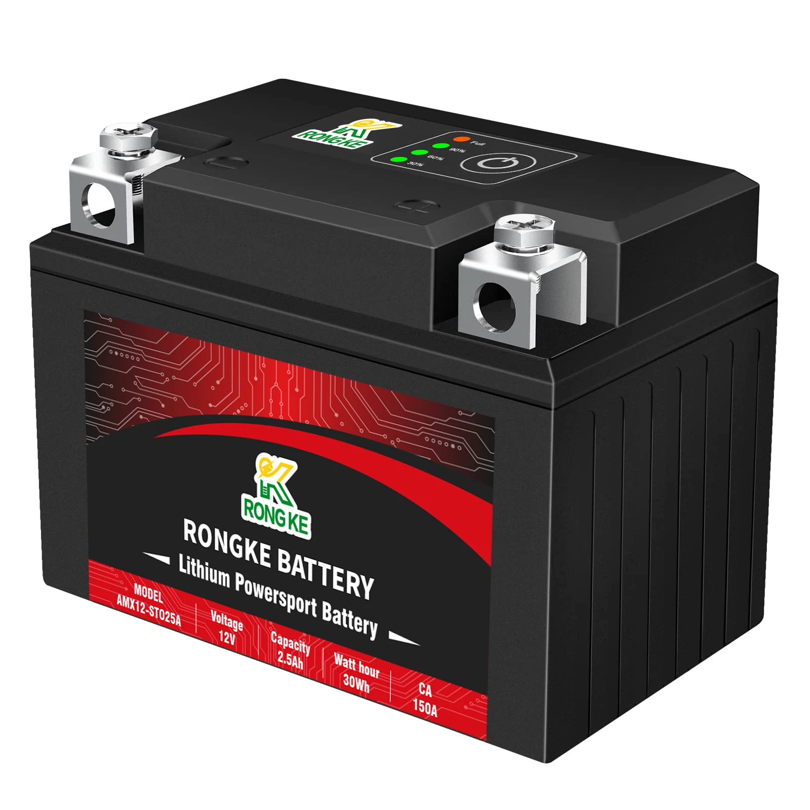 12V 2.5Ah Lithium YTX4L-BS Powersports Motorcycle Battery with Smart BMS, 150CA Compatible Motorcycle, Honda, Suzuki,