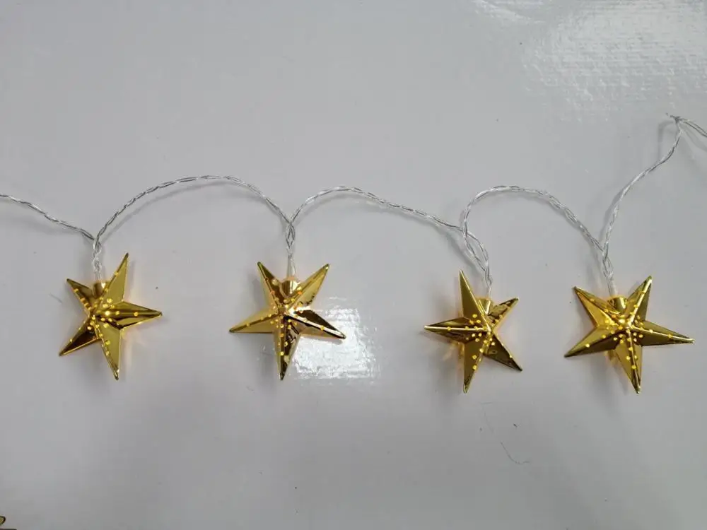 Battery Metal Star Shaped Fairy LED  Light String Garden Xmas Christmas Ramadan Wedding New Year Party Home Decoration Lights