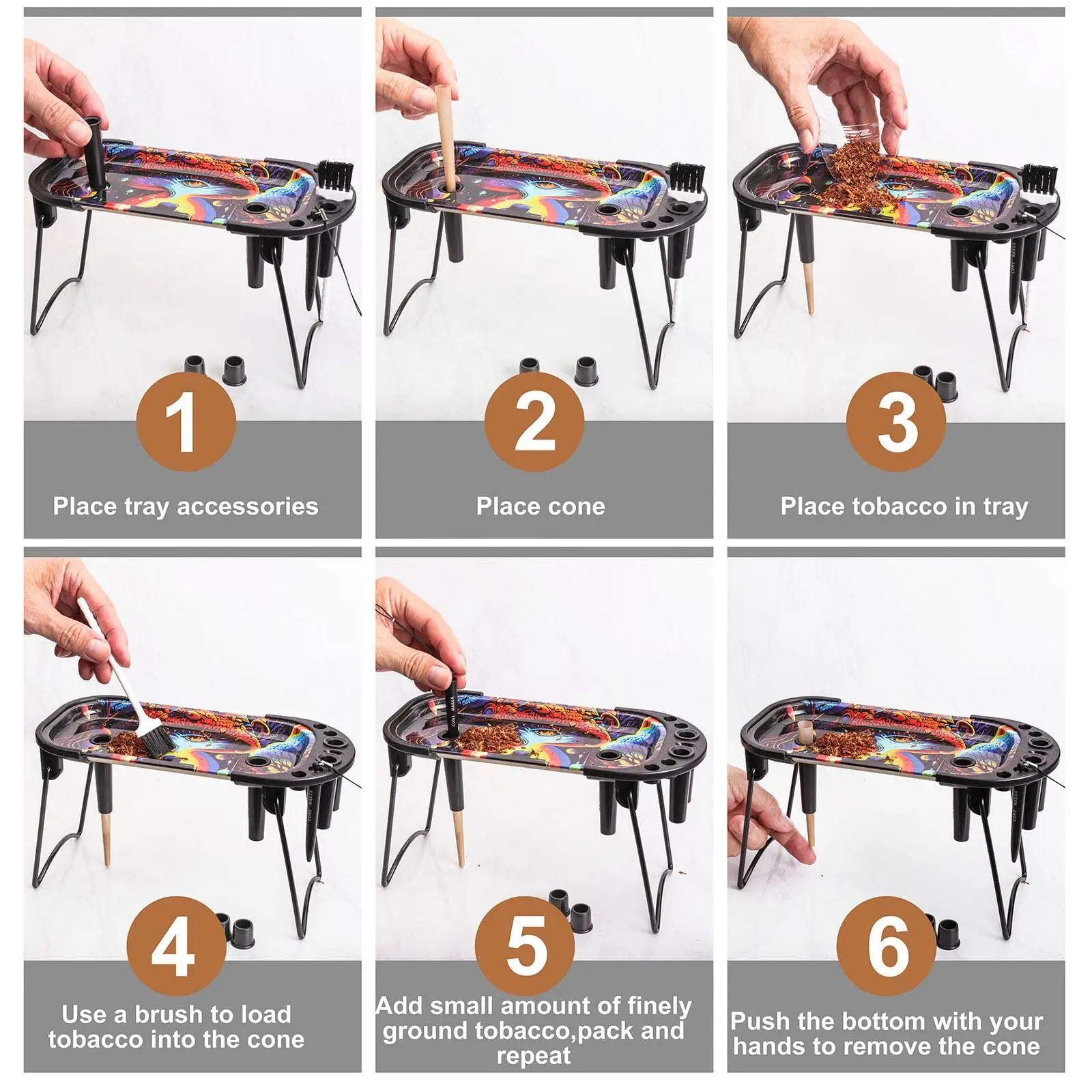 Cigarette Workbench Horn Tube Plastic Filling Tool Set Mini Tinplate Tobacco Rolling Tray