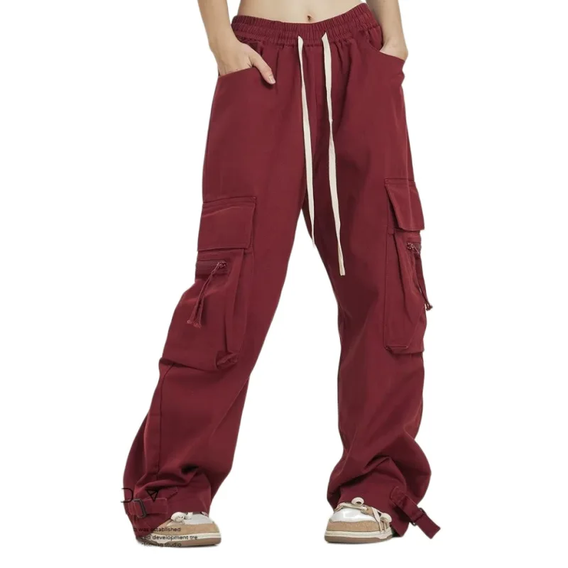 Custom Wholesale Plain Parachute Pants Windbreak Fabric Multiple Pockets Baggy Cargo Pants Men Woman
