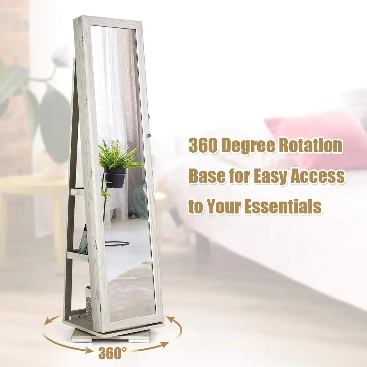 Jewelry cabinet PHOENIX HOME Online Shops white rotating wooden jewelry bedroom storage cabinet for home