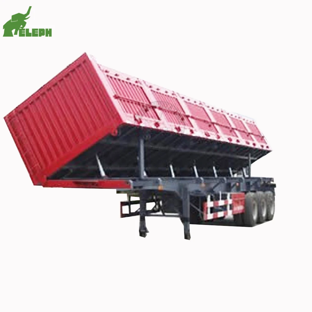 china hydraulic lift side tipping dump truck semi trailer for sale 07