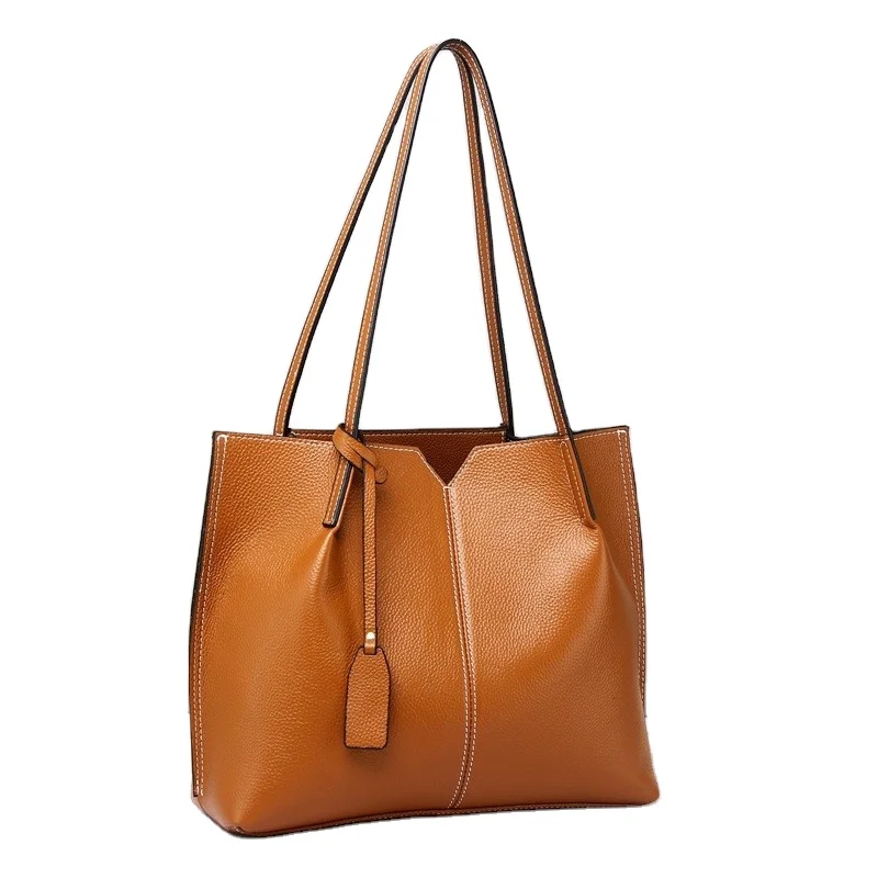 The first layer of cowhide big bag 2023 new leather tote  large capacity ladies shoulder bag leisure handbag