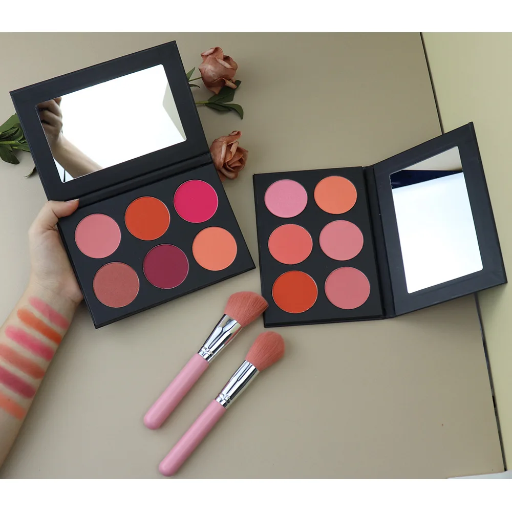 No Logo Custom High Pigmented DIY Choose Color Blusher Palette Makeup Powder Contour Bronze Blush Palette