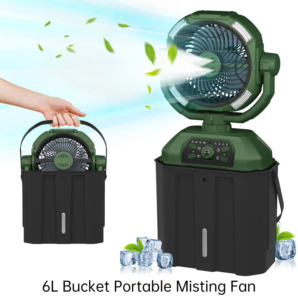 Personal Humidifier Air Conditioner Fan Air Cooler table outdoor rechargeable portable fan with remote with 6L water tank