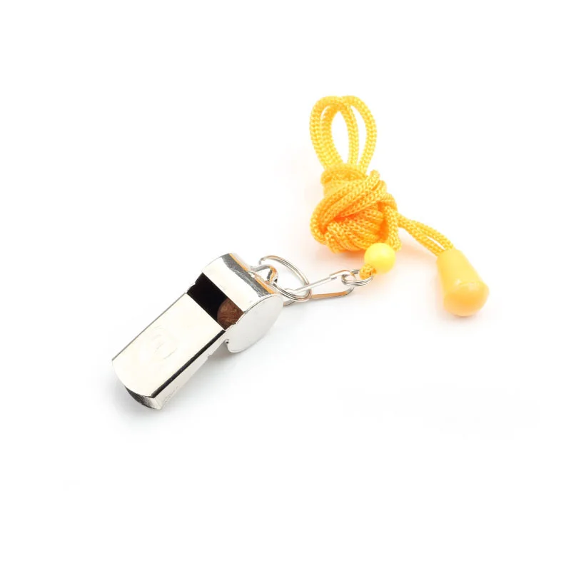 Outdoor Sports loud Sound metal Whistle with Lanyard Emergency Survival Stainless Steel Whistle