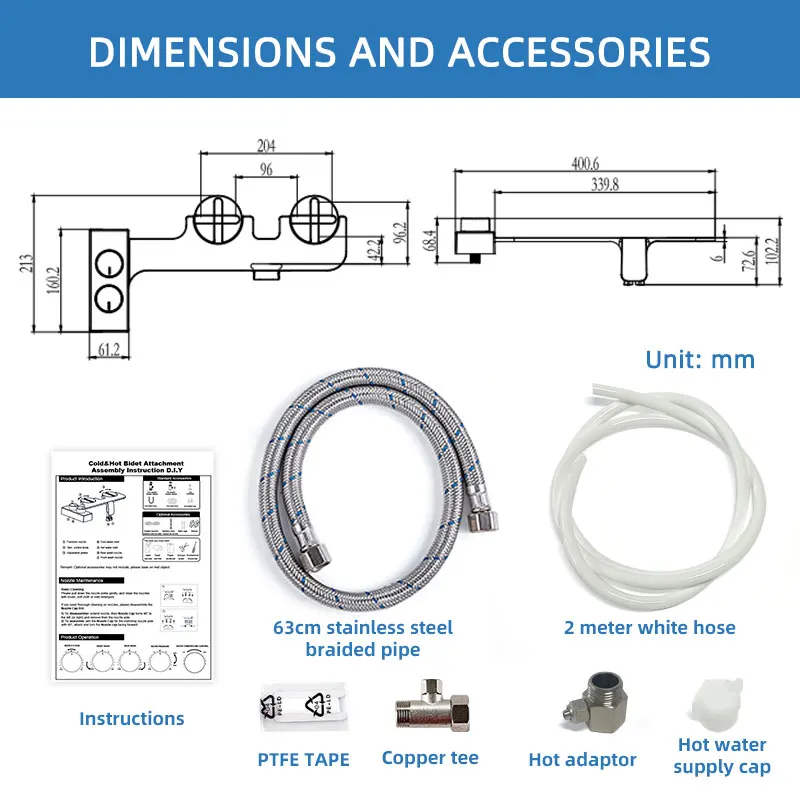 High Quality Automatic Nozzle Self-Cleaning Bide Hot and Cold Water Bidet Toilet Attachment Handy Care Bidet Sprayer