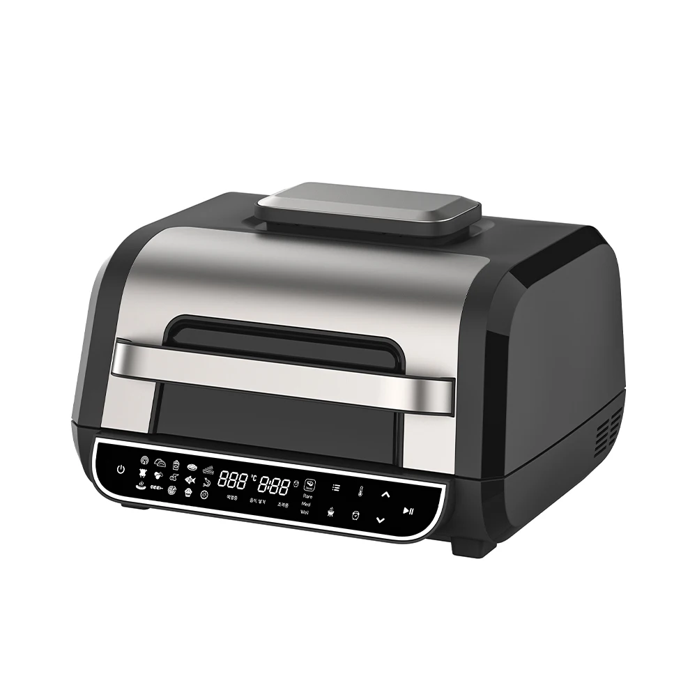 Health Indoor BBQ Grill Air Fryer Nonstick Grill Grate Cooking Pot Smokeless Electric Grill with 8 Cooking Functions