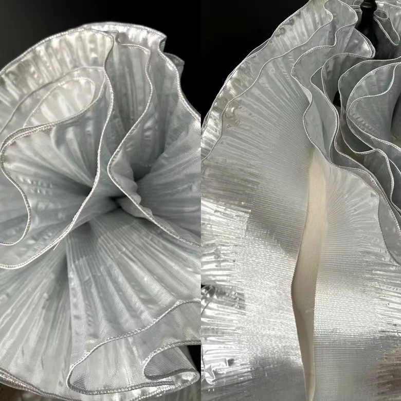 15cm Pleated Ruffle Ribbon Organza colorful lace for DIY clothing crafts