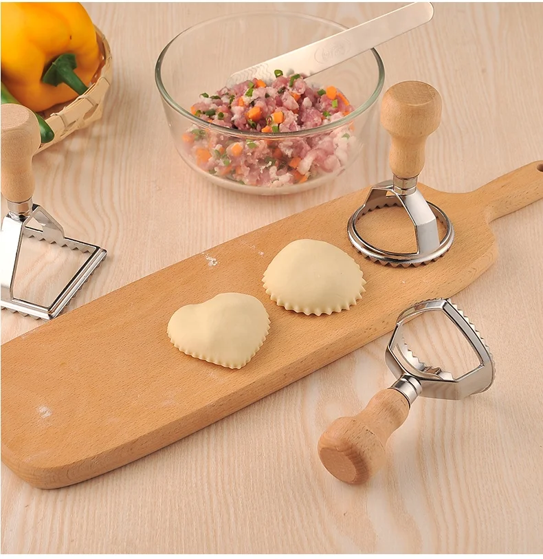 DIY Dumpling Tool Dough Cutting Mold Pastry Maker Ravioli Cutter cookie Stamp press With Wooden Handle For Biscuit Mold