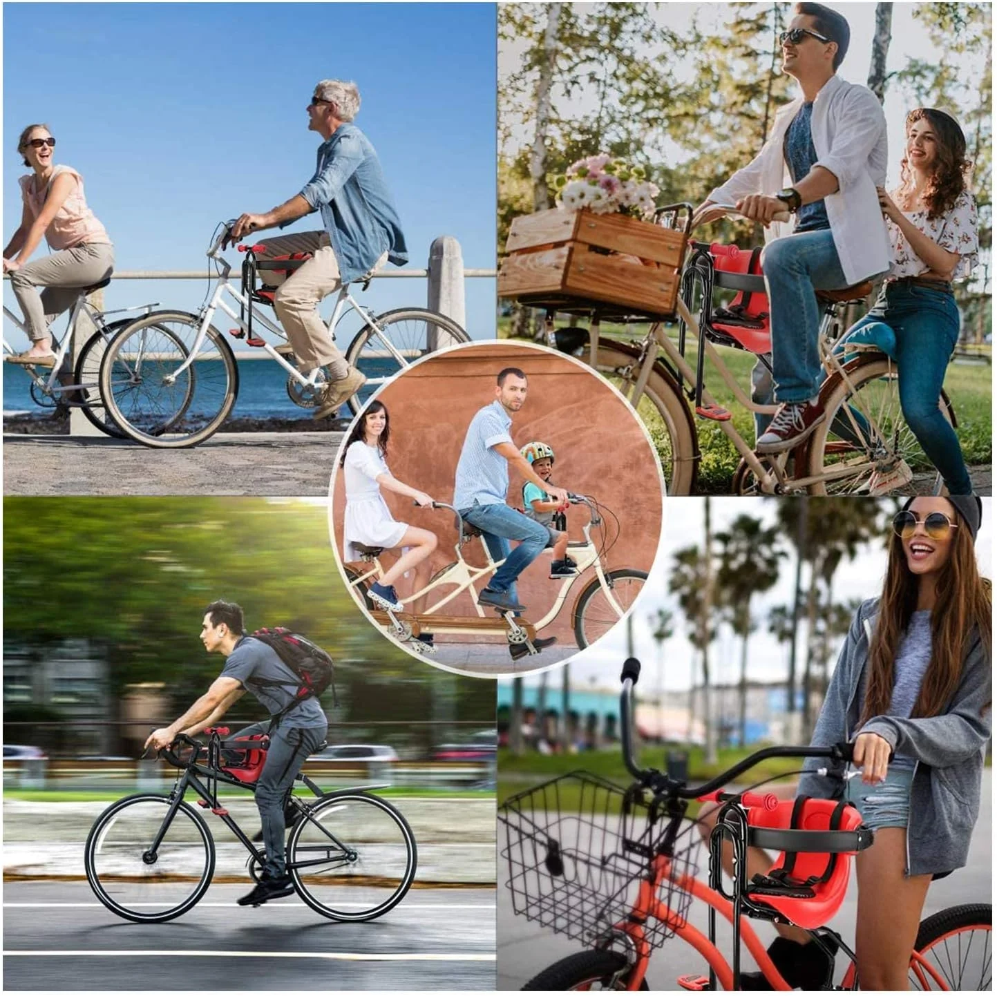 Red Baby Bike Belt Handrail Pedal Chair Compatible With Adult Bike Kid Backrest Seat For MTB Bicycle