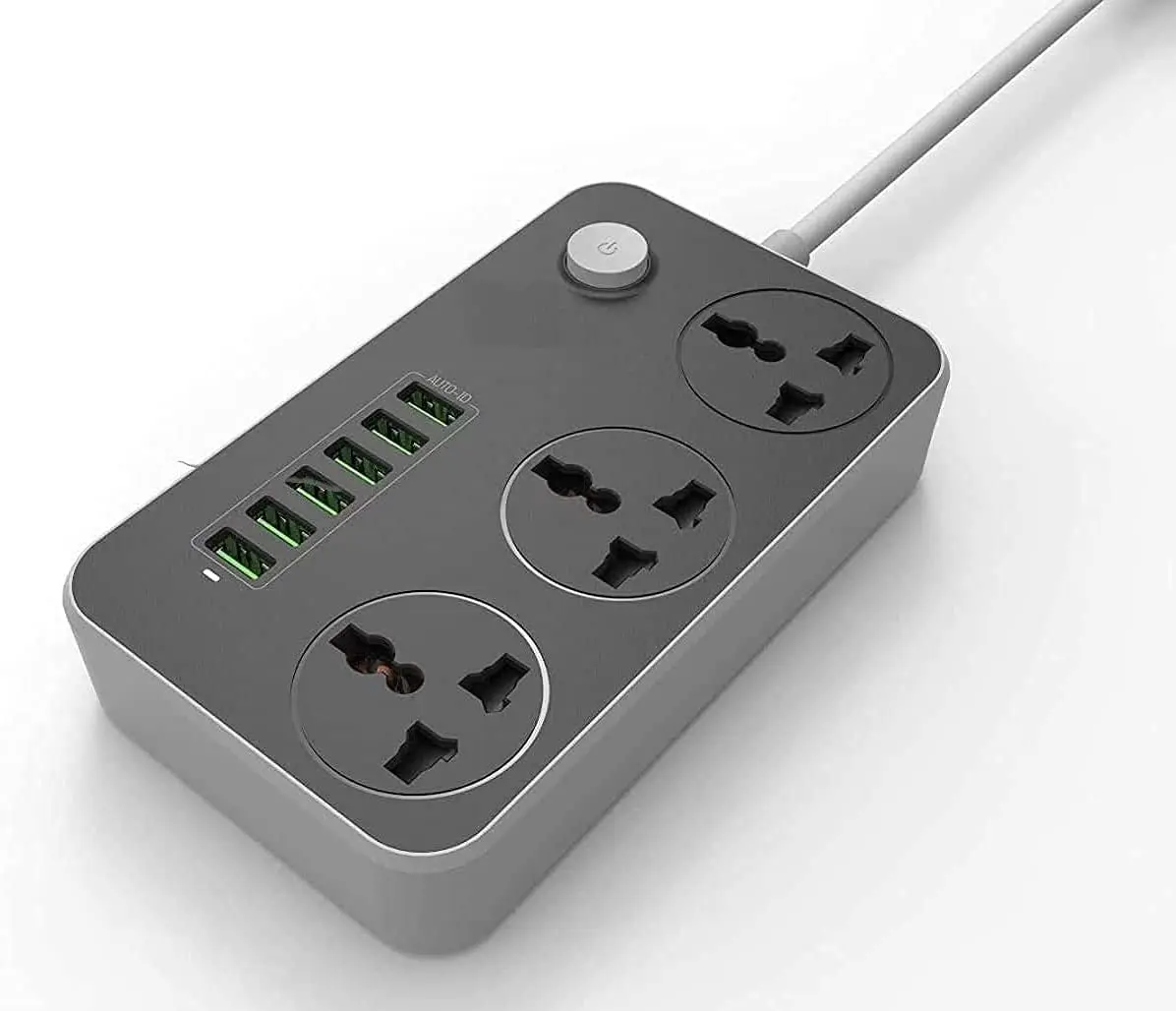 Удлинитель с USB порт 3-сторонний выход разъем 6 USB порт Разъем питания с 2 м смелых удлинитель от перенапряжения переменного тока плагин