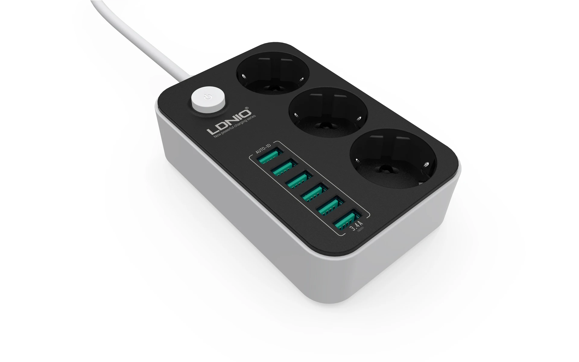 LDNIO Лидер продаж EU мощность полосы 3 WAY POWR пропилен-каучука прокладки с 6 портами USB устройство защиты от перенапряжения питания