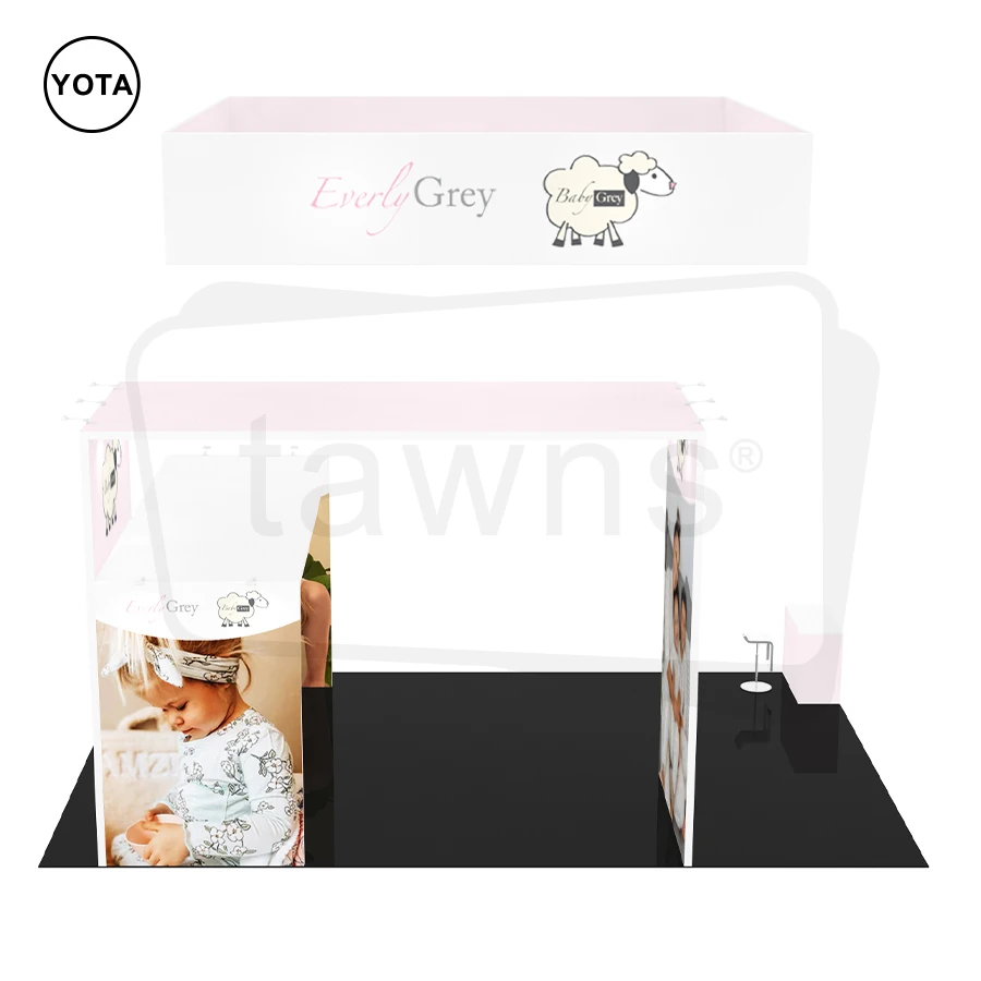 Tawns New Design Custom 20x30ft Portable Tool Free Aluminum Tube Expo Advertising Tension Fabric Exhibition Trade Show Booth