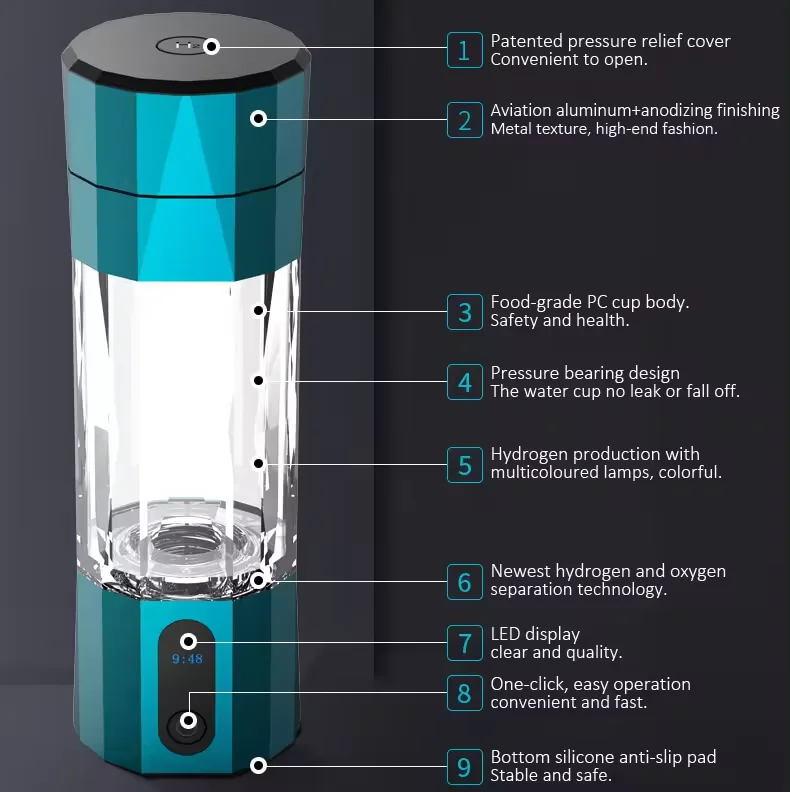 10000ppb hydrogen content hydrogen water generator water bottle ionizer
