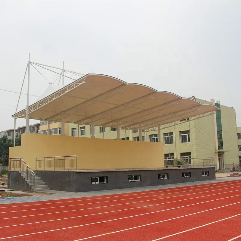 Customized PVDF fabric tensile shade membrane structure for outside sunshade and rainshade
