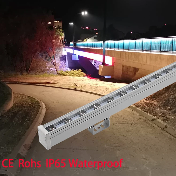 DMX512 Control RGB3in1 LED Linear Facade Wall Washer Light For Commercial Building And Landscape