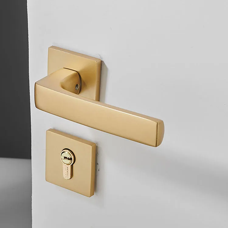 House Gold Interior Door Lever Handle With Lock Kit Gold Zinc Alloy Bedroom Room Door Handle Lock Set