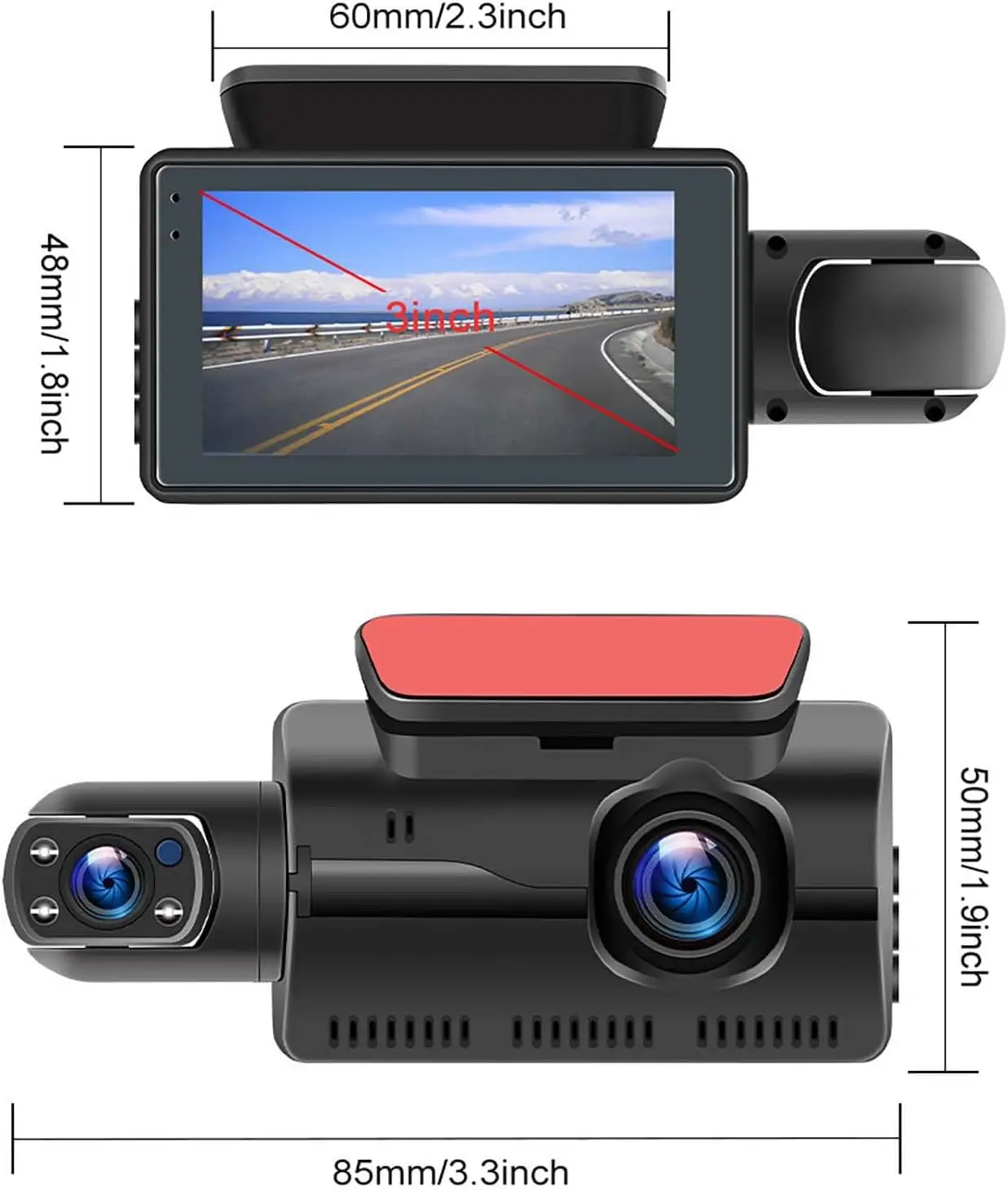 3.0 Inch Dash Camera Dual Lens With Rearview Camera Video Recorder Full HD 1080P Car Dvrs