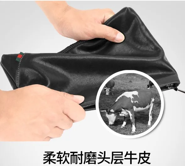 wholesale customized  big capacity British style Zipper luxury genuine leather braid casual Business  clutch bags for men male