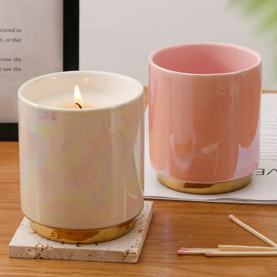 OEM 560ml ceramic candle jar 16OZ soy scented candle luxury fragrance candle sets