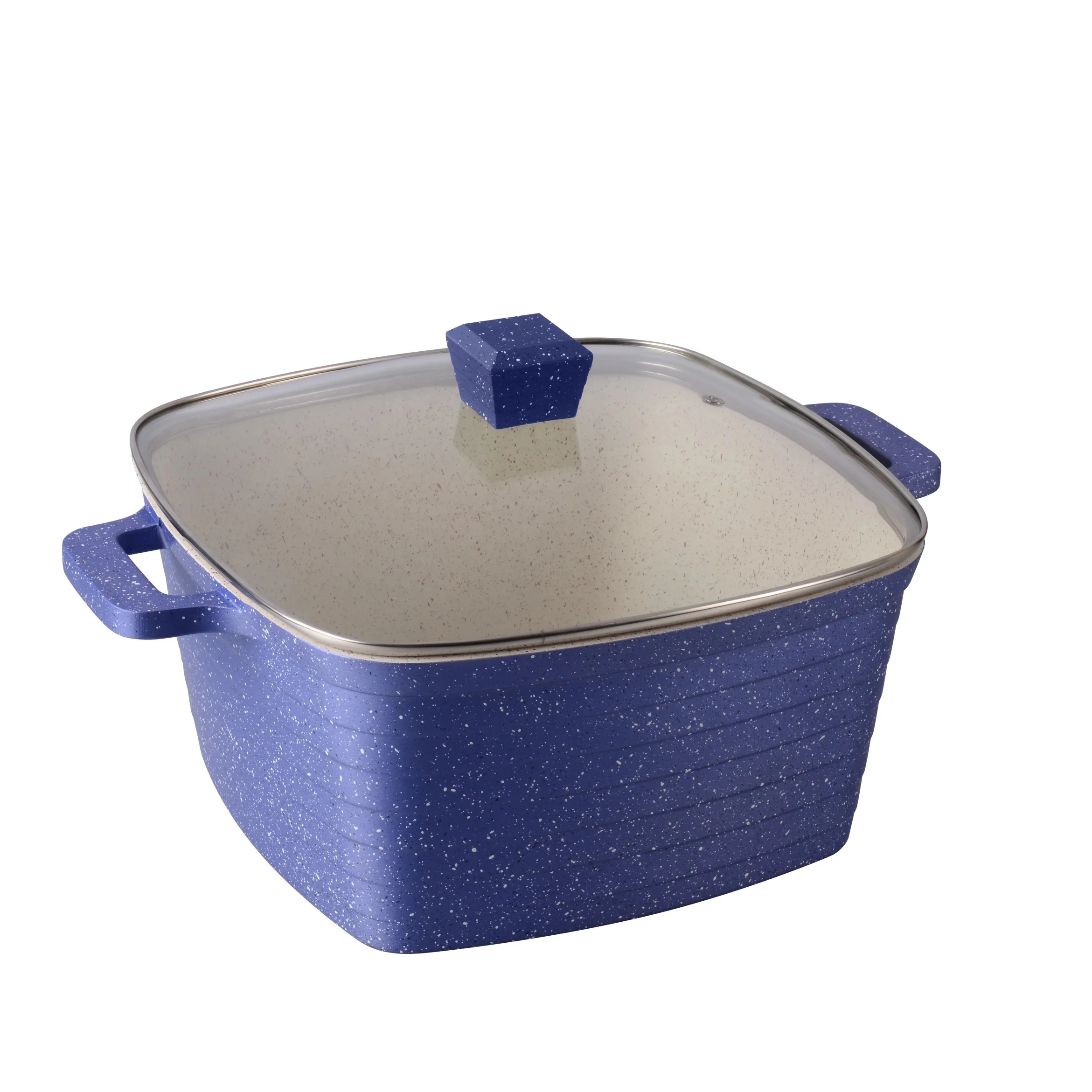 
2020 new aluminum reoona square casserole set/square pot set with granite non stick marble coating 