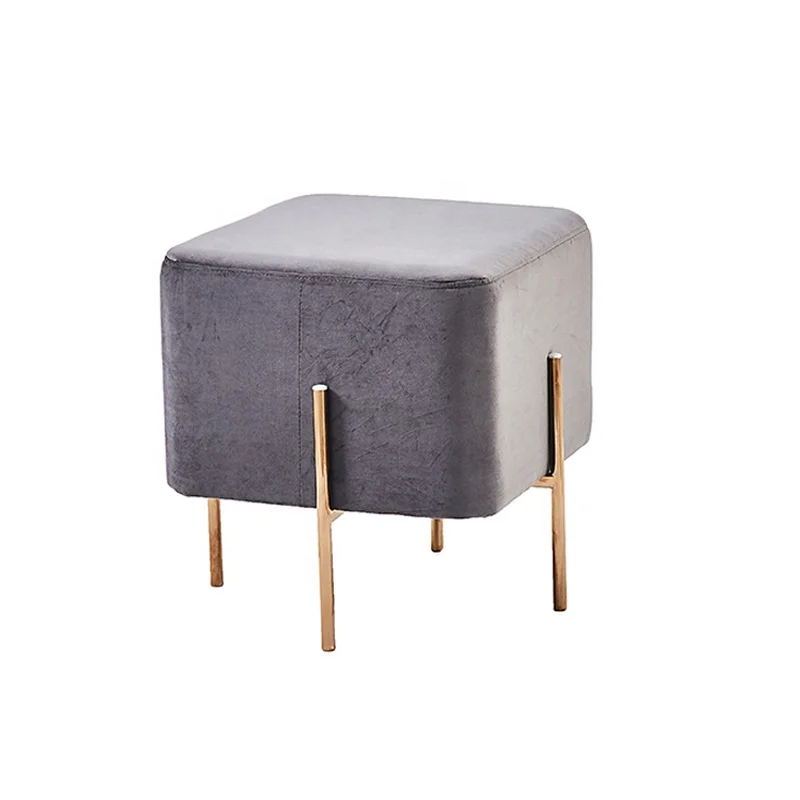 Pouf Luxury Style Small Upholstered Fancy Stool Square Round Ottoman Foot Stool