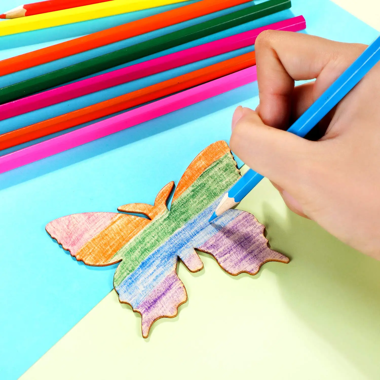 40 Pieces Butterfly Unfinished Wooden Blank Wood Butterfly Shaped Slices Cutouts for DIY Painting Handmade Home Decorations