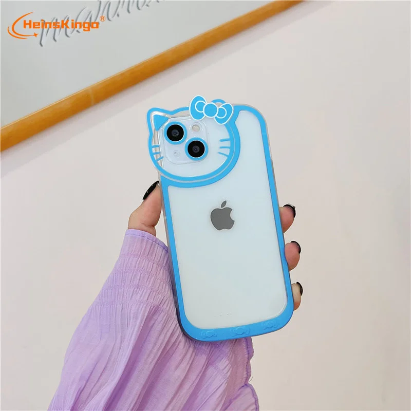 Factory price cartoon Hello Kitty Painted Lens Back Cover for clear new design phone case for iphone 13 12 11