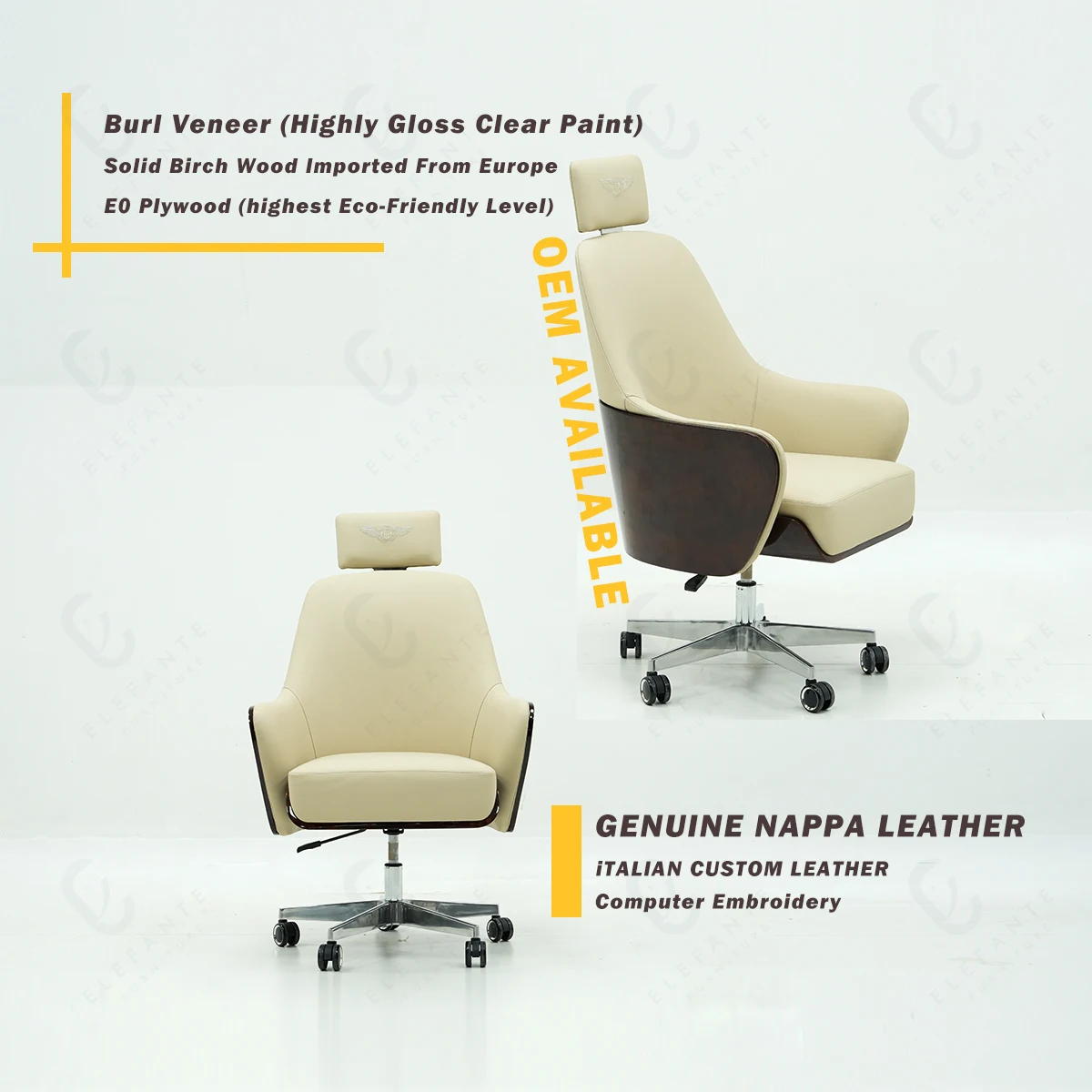 Head Support High Back Chair Stabilize Heavy Steel Lifting Cylinder Reclining Comfortable Office Chair Boss Chair