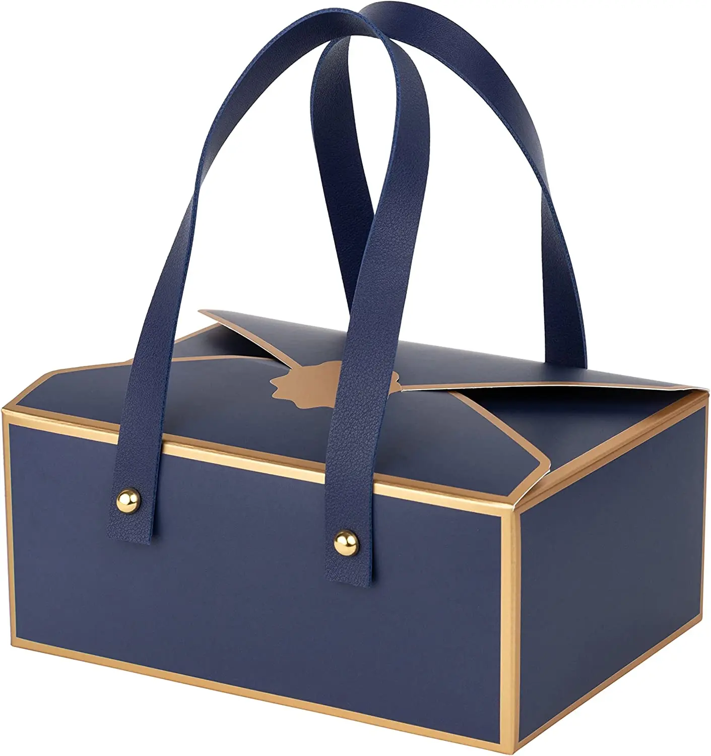 Custom Logo Sticker Easy to Assemble Cookie Jewelry Chocolate Candy Luxury Gift Box with Faux Leather Handle