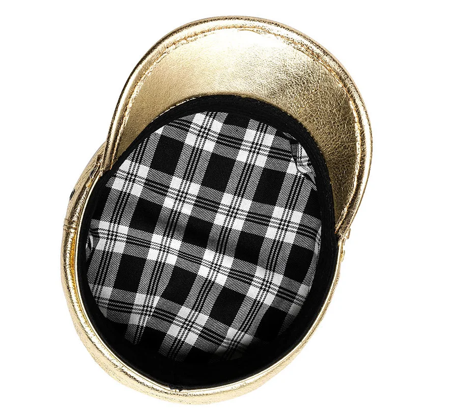 2024 New Style Custom Vintage Navy Captain Flat Top Beret Fashion Biker Hats Leather Caps Caps