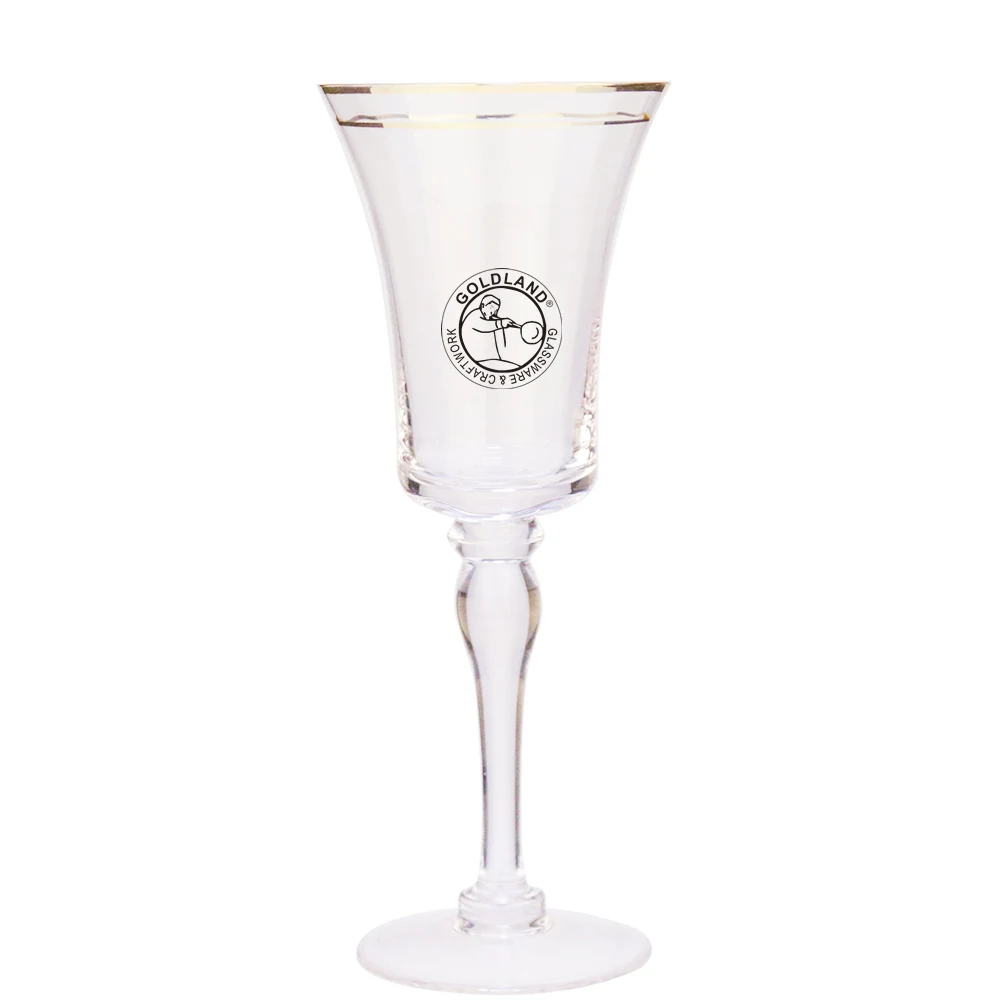 Classic Double Gold Rim Glass Champagne Glasses Goblet Custom Crystal Champagne Flute Glass