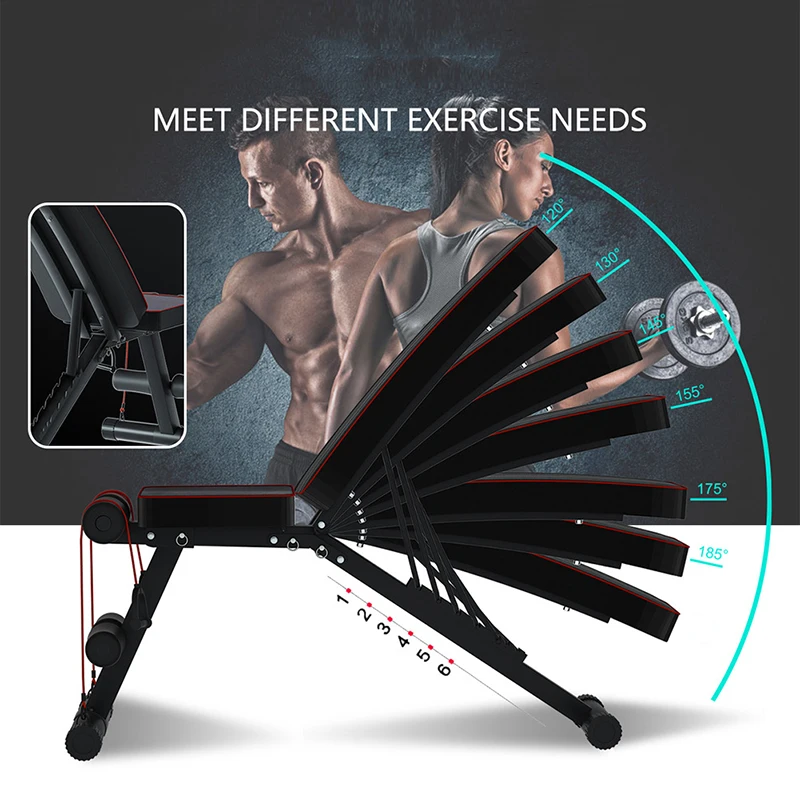 Gym Bench Press with Incline and Decline Flat Exercise Adjustable Foldable dumbbell Weight Bench